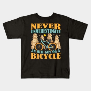 Never Underestimate An Old Guy With A Bicycle Kids T-Shirt